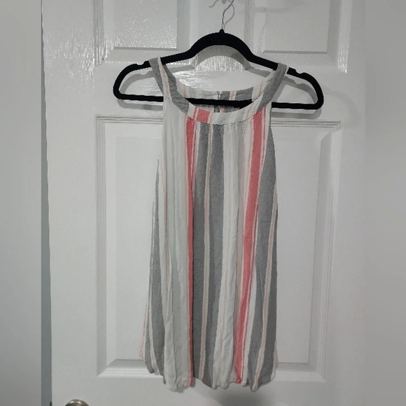 Torrid Stripe White Rayon Crepe High Neck Tank in Size 2 - 18/20 - Picture 2 of 13